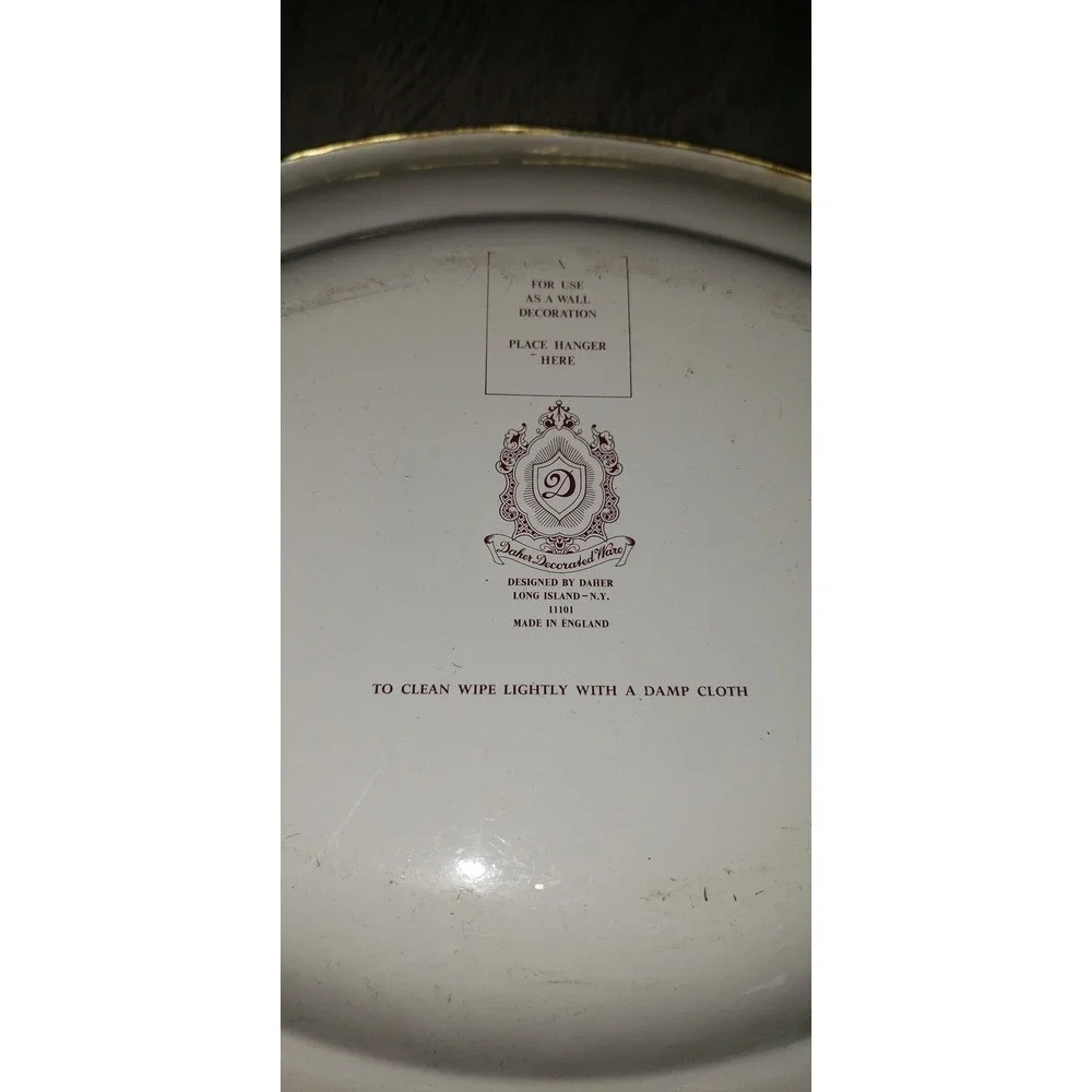 Vintage Daher Decorated Ware Tin Platter Oval Wall Hanging Tray Made in England